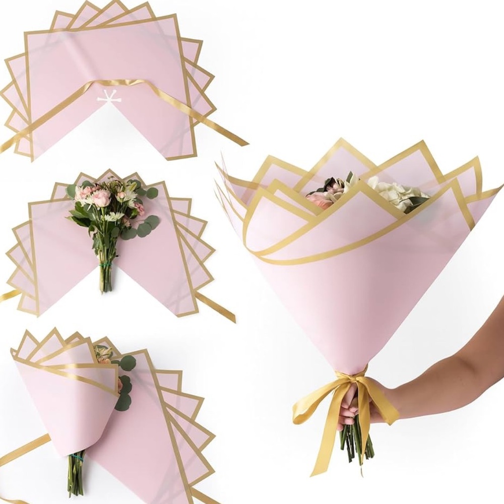 12 Pre-Assembled Pink and Gold Floral Wraps